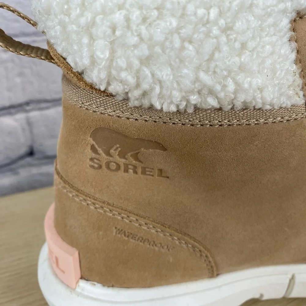 Sorel Explorer II Carnival Winter Tan & Pink Sherpa Boots size 6 NWOT